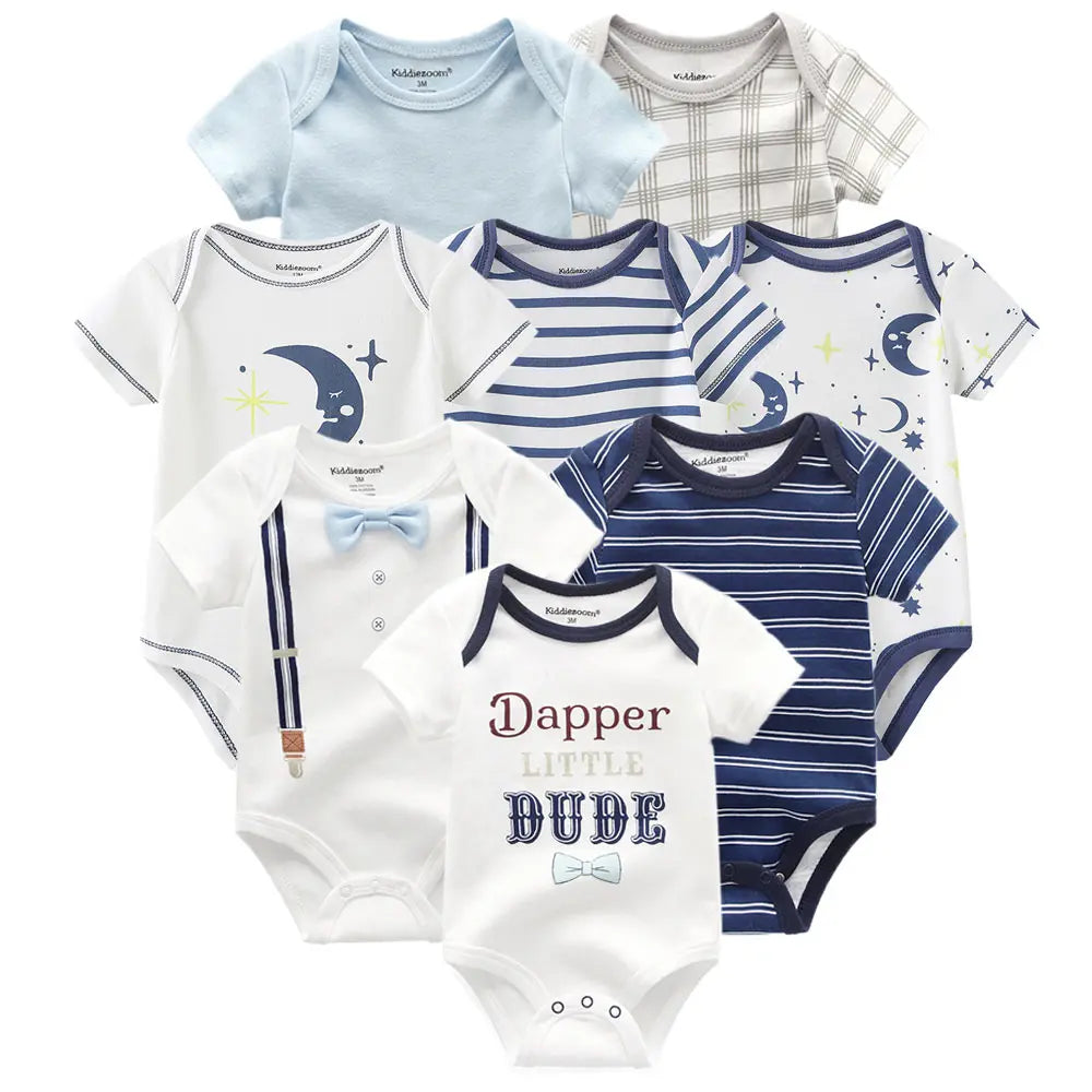 8 PCS summer short sleeve baby boy bodysuit