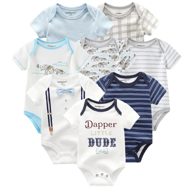 8 PCS summer short sleeve baby boy bodysuit
