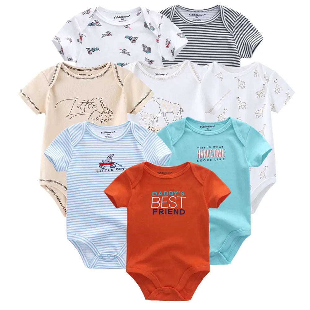 8 PCS summer short sleeve baby boy bodysuit