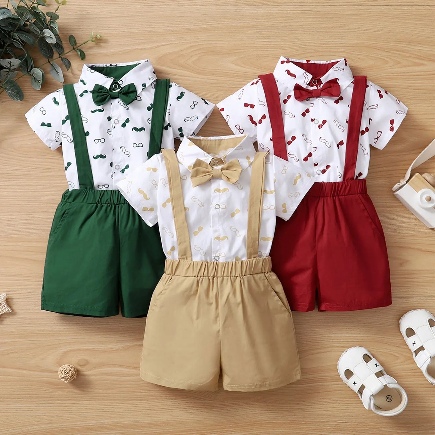 Baby Boys Clothes Set, Beard Print Short Sleeve
