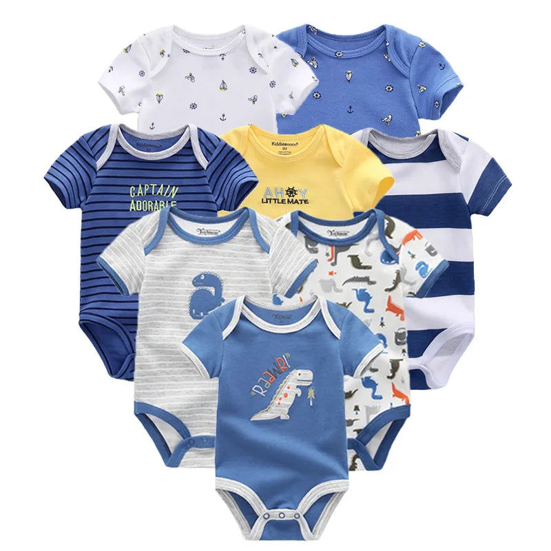 8 PCS summer short sleeve baby boy bodysuit