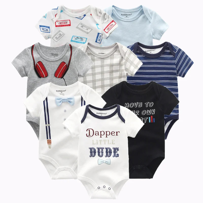 8 PCS summer short sleeve baby boy bodysuit