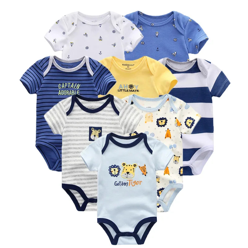 8 PCS summer short sleeve baby boy bodysuit