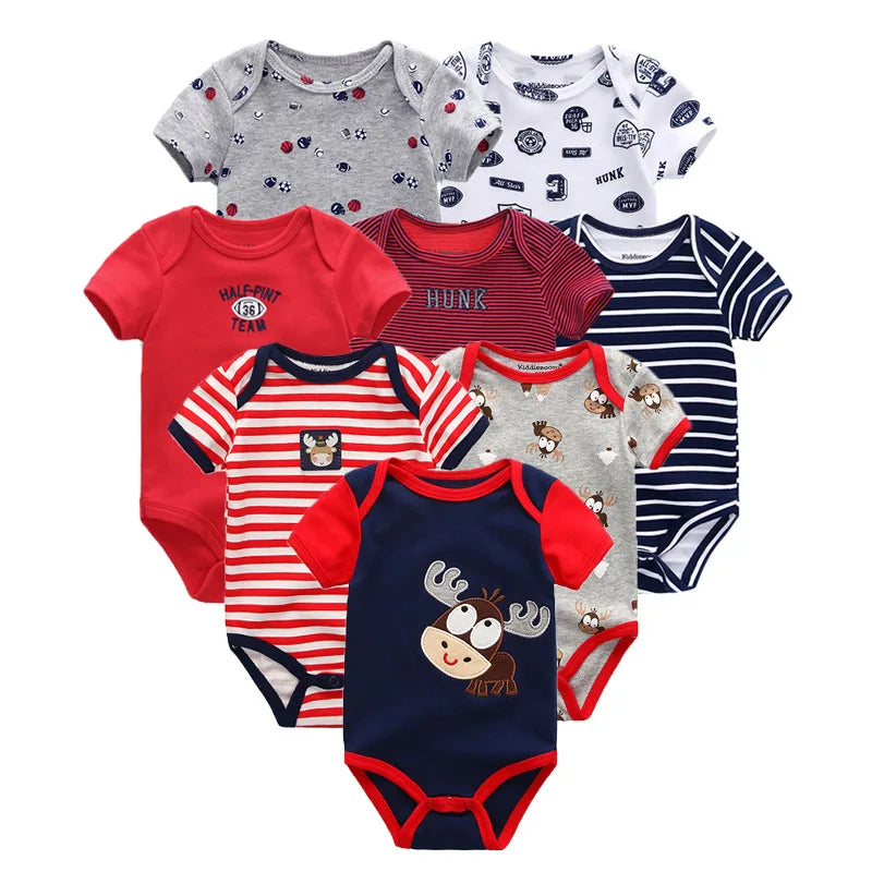 8 PCS summer short sleeve baby boy bodysuit