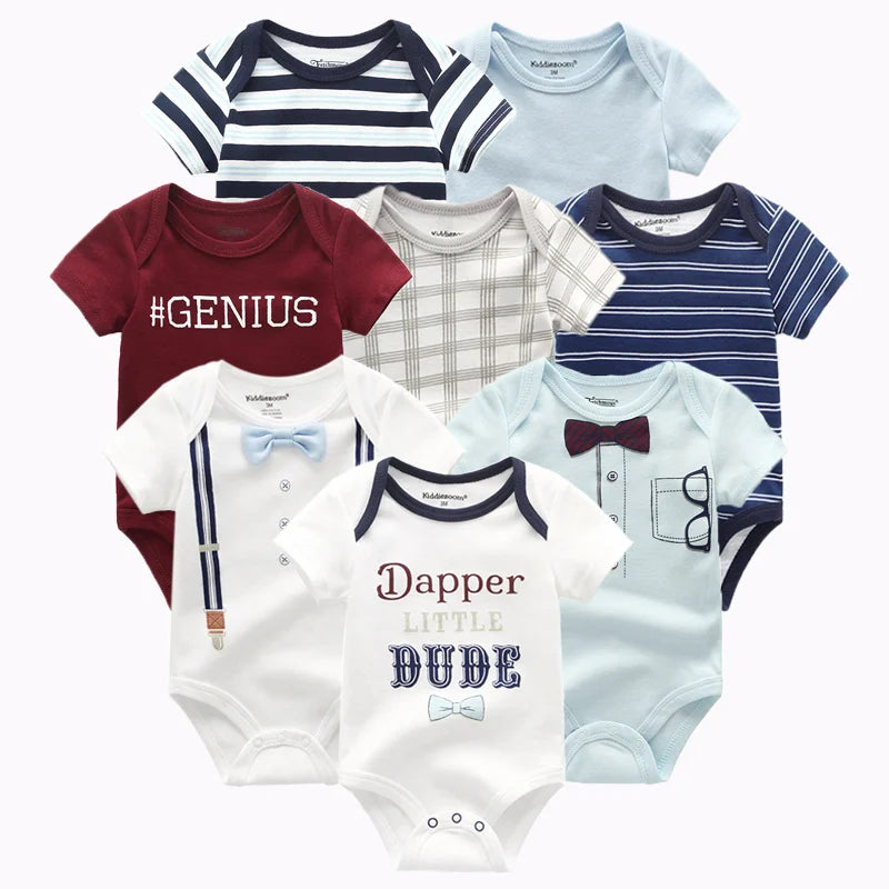 8 PCS summer short sleeve baby boy bodysuit