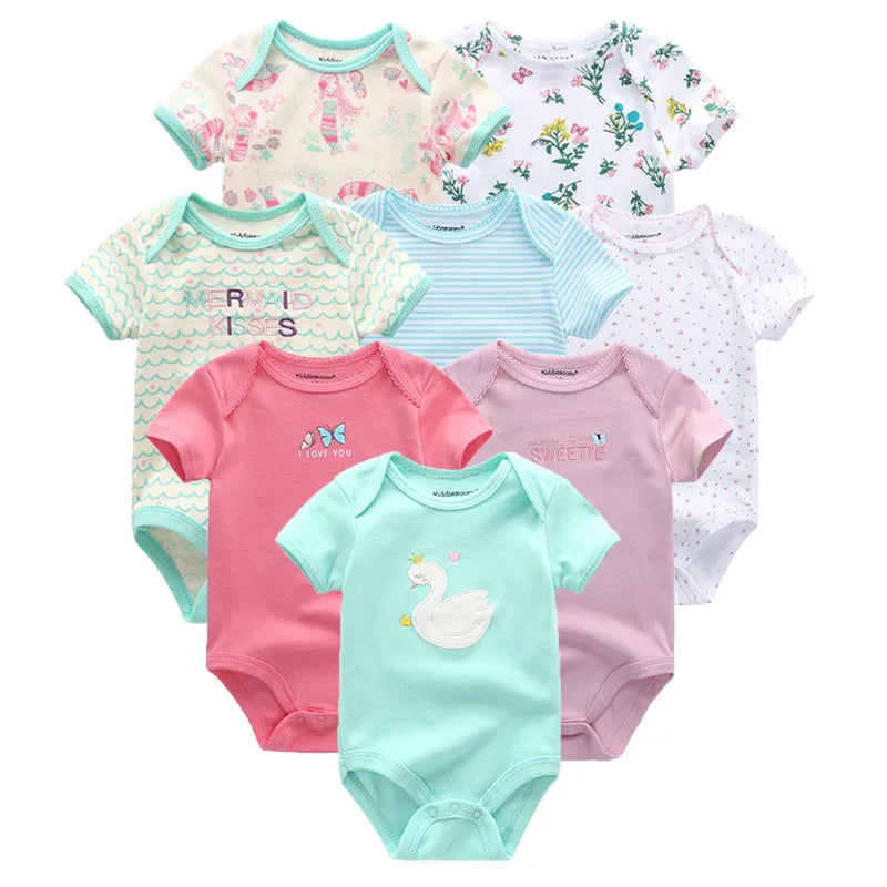 8 PCS summer short sleeve baby boy bodysuit