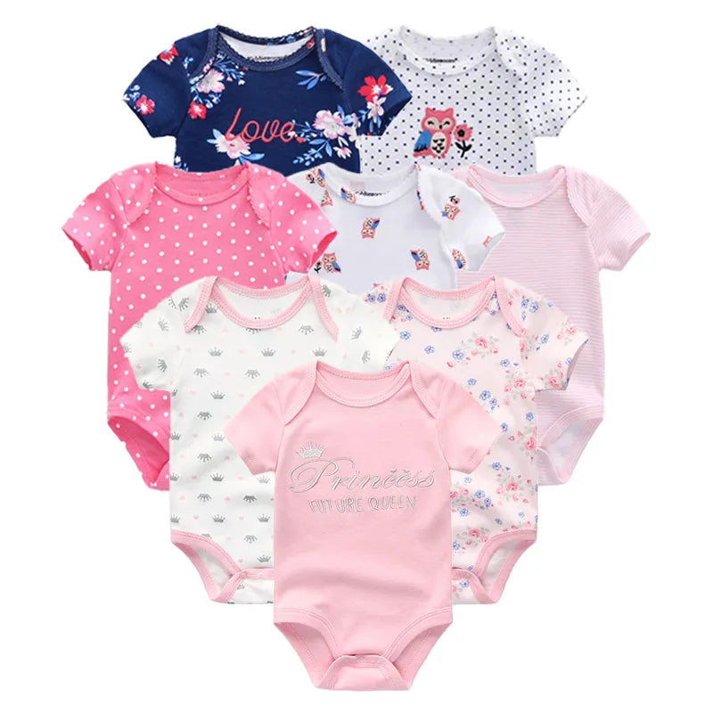 8 PCS summer short sleeve baby boy bodysuit