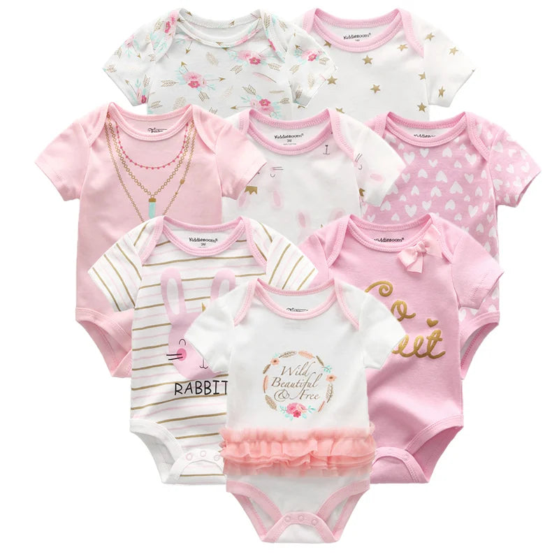8 PCS summer short sleeve baby boy bodysuit