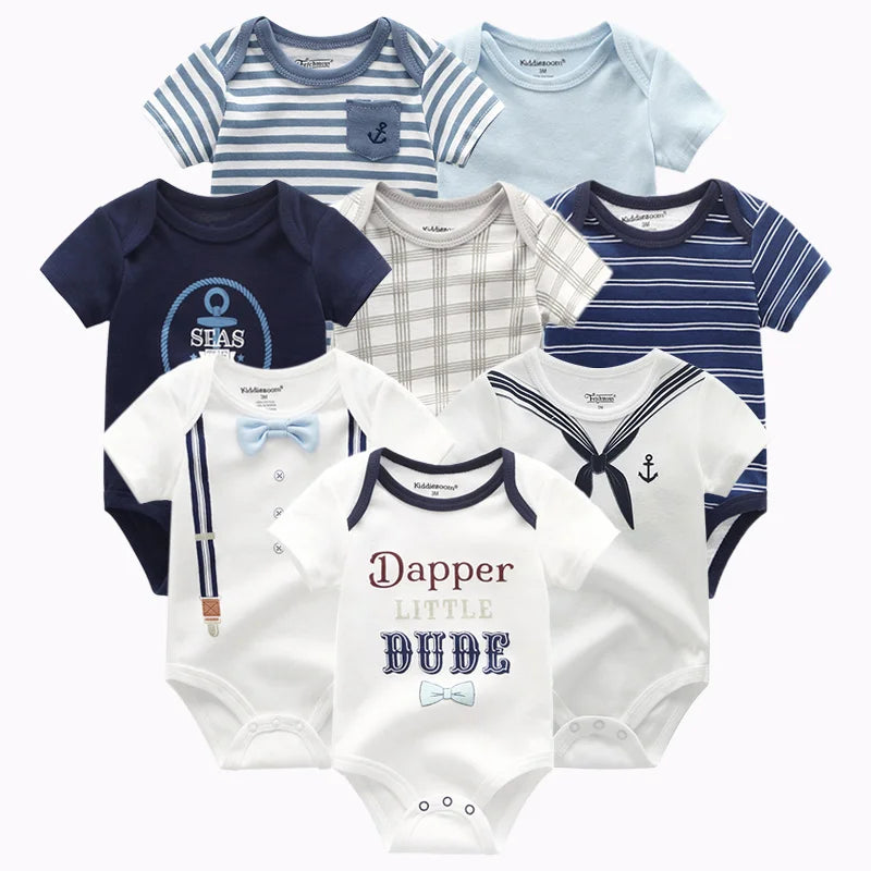 8 PCS summer short sleeve baby boy bodysuit