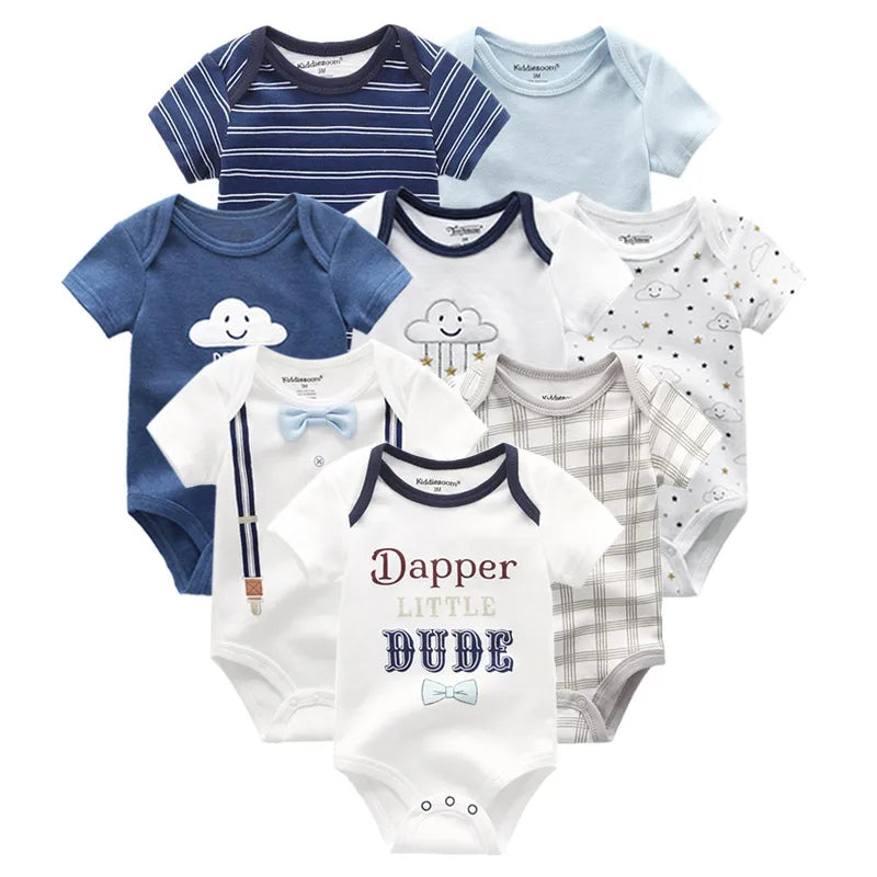 8 PCS summer short sleeve baby boy bodysuit