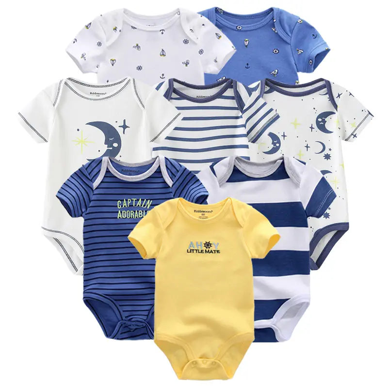 8 PCS summer short sleeve baby boy bodysuit