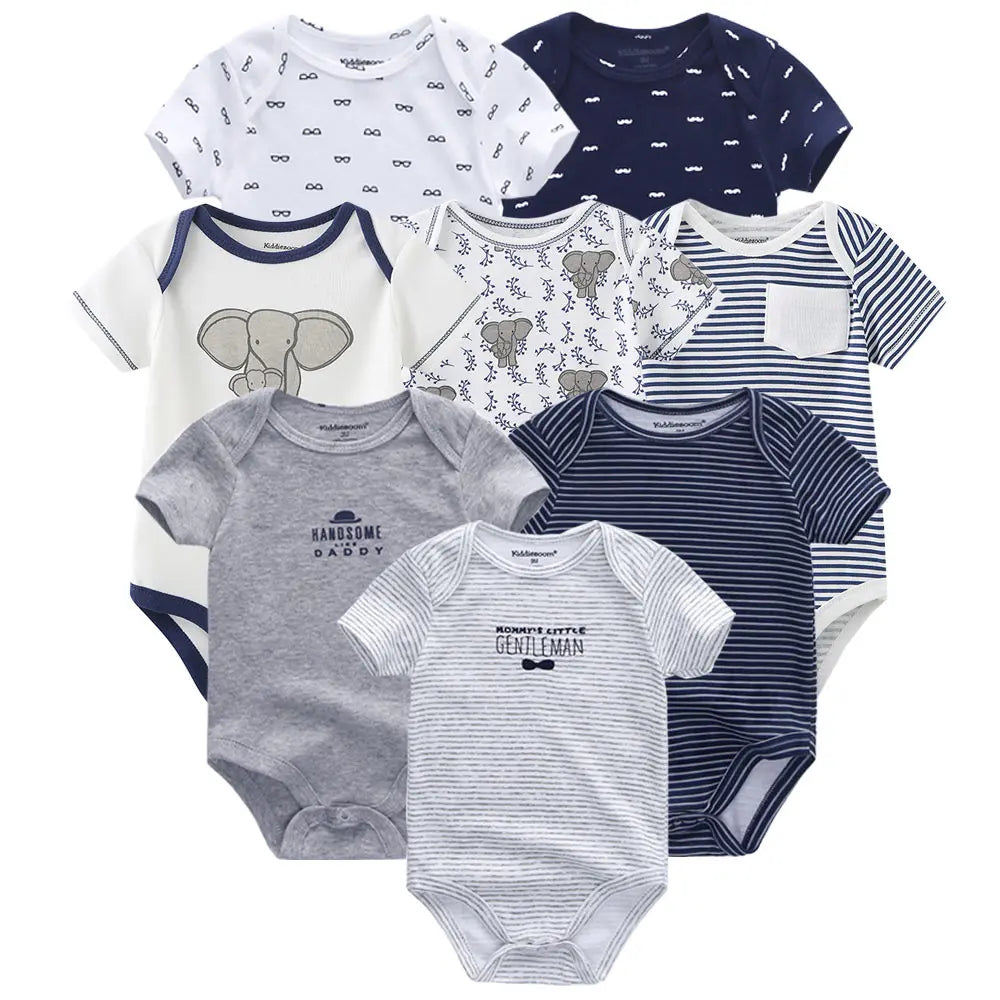 8 PCS summer short sleeve baby boy bodysuit