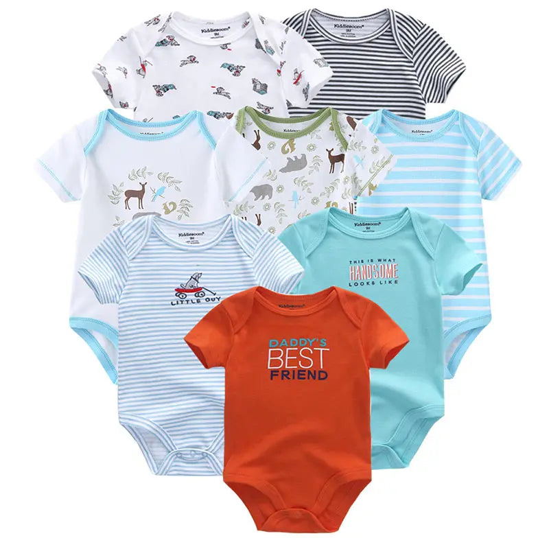 8 PCS summer short sleeve baby boy bodysuit