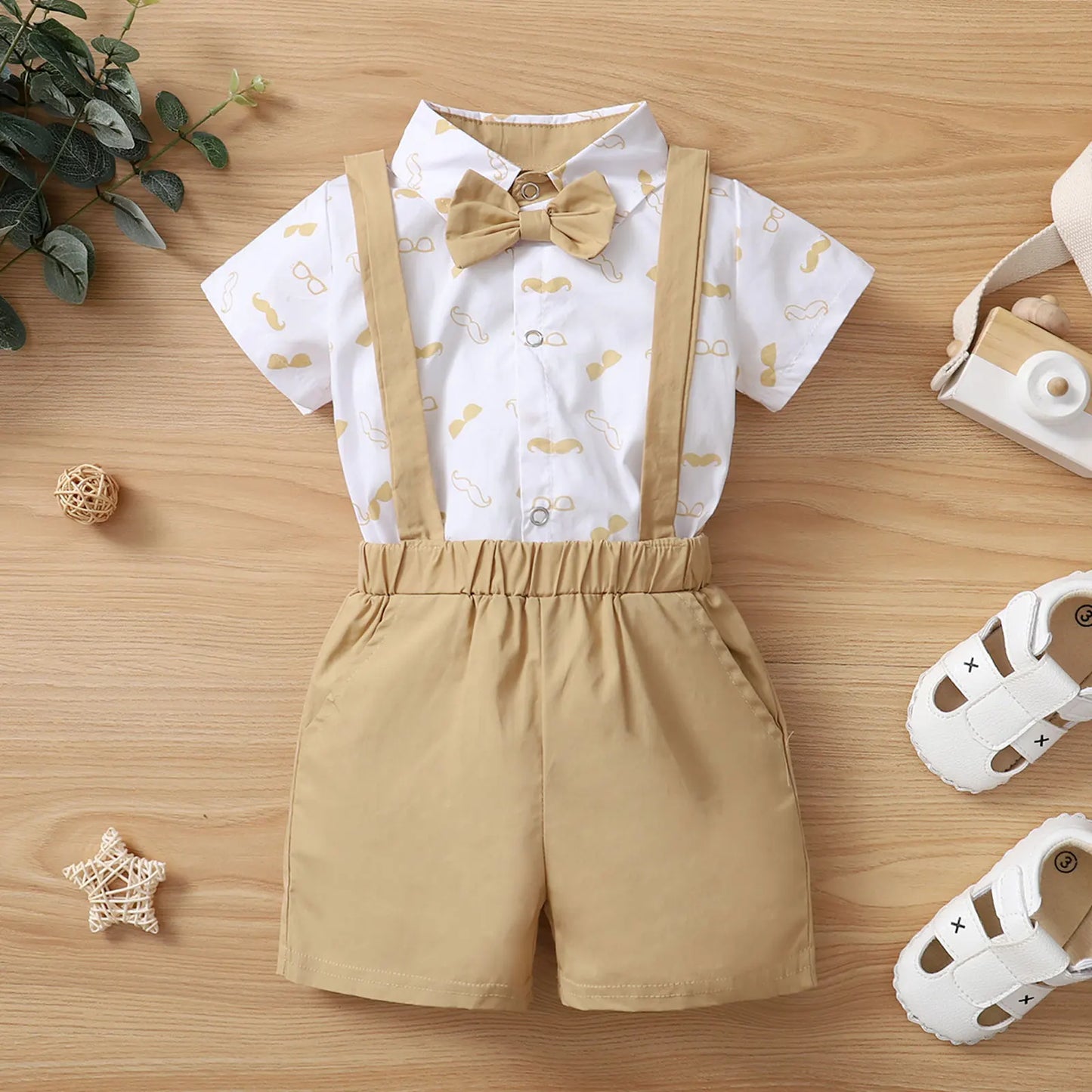 Baby Boys Clothes Set, Beard Print Short Sleeve