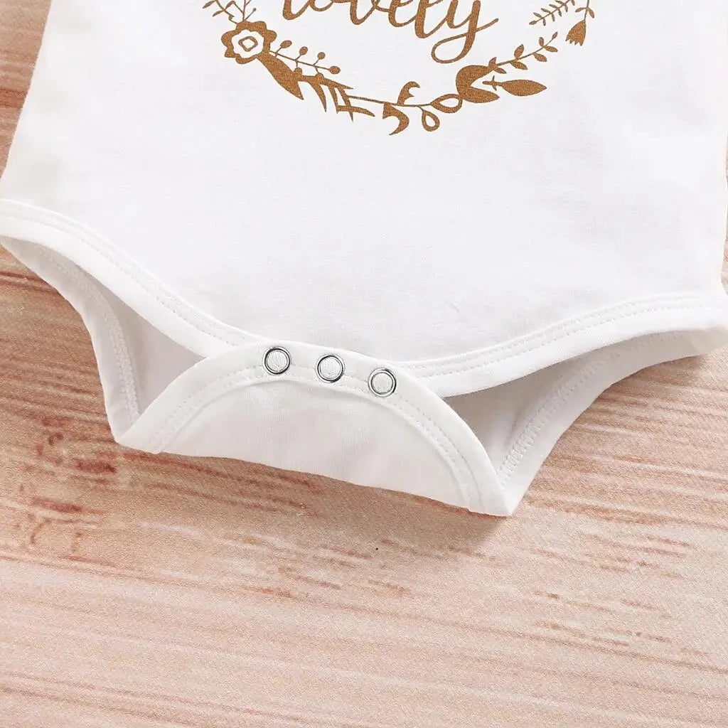 Newborn Baby girl Set Printed Short sleeved Polka Dot elastic tied bow