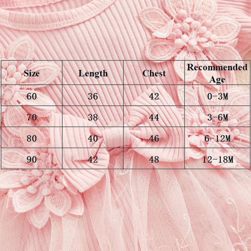 3D Flower Summer Baby Girls Romper Princess Mesh Newborn Clothes