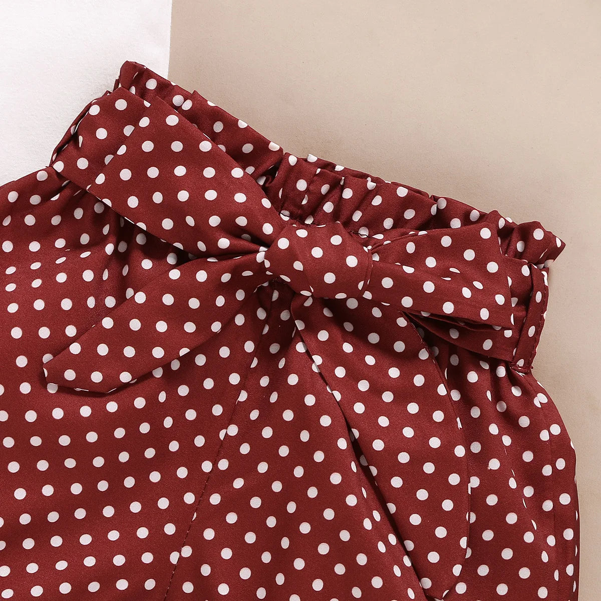 Newborn Baby girl Set Printed Short sleeved Polka Dot elastic tied bow
