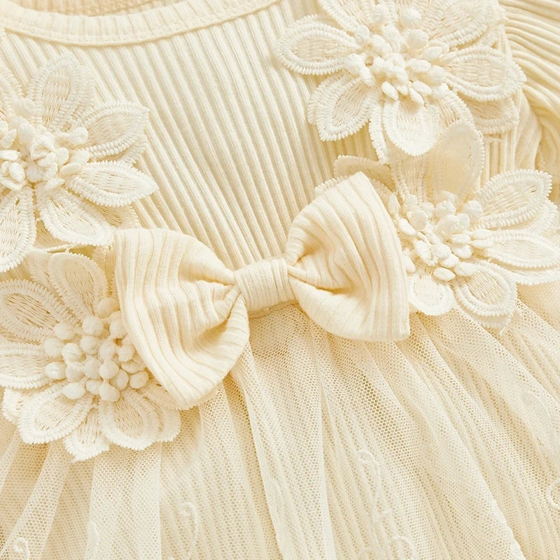 3D Flower Summer Baby Girls Romper Princess Mesh Newborn Clothes