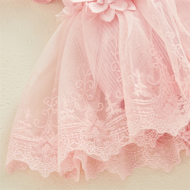 3D Flower Summer Baby Girls Romper Princess Mesh Newborn Clothes
