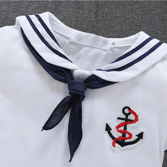 Newborn Baby Boy Clothes Playsuit Sailor Navy  Romper Short Sleeve Jumpsuit