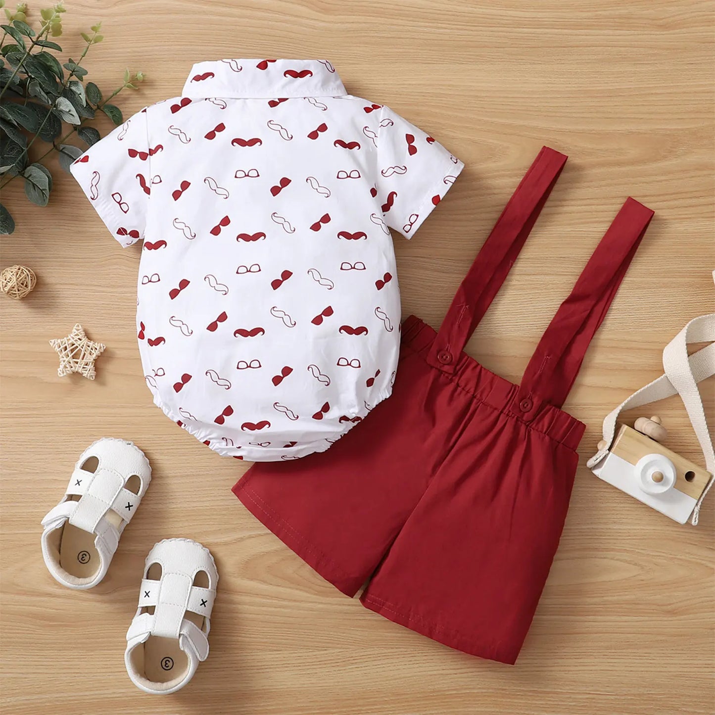 Baby Boys Clothes Set, Beard Print Short Sleeve