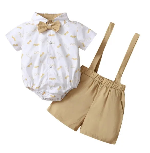 Baby Boys Clothes Set, Beard Print Short Sleeve