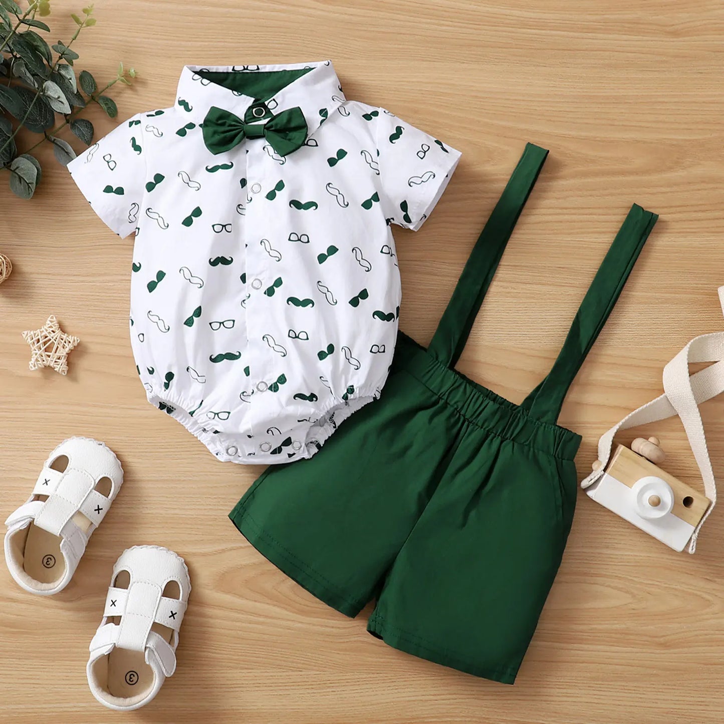 Baby Boys Clothes Set, Beard Print Short Sleeve