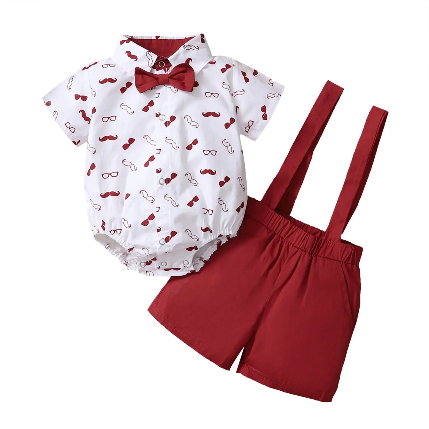 Baby Boys Clothes Set, Beard Print Short Sleeve