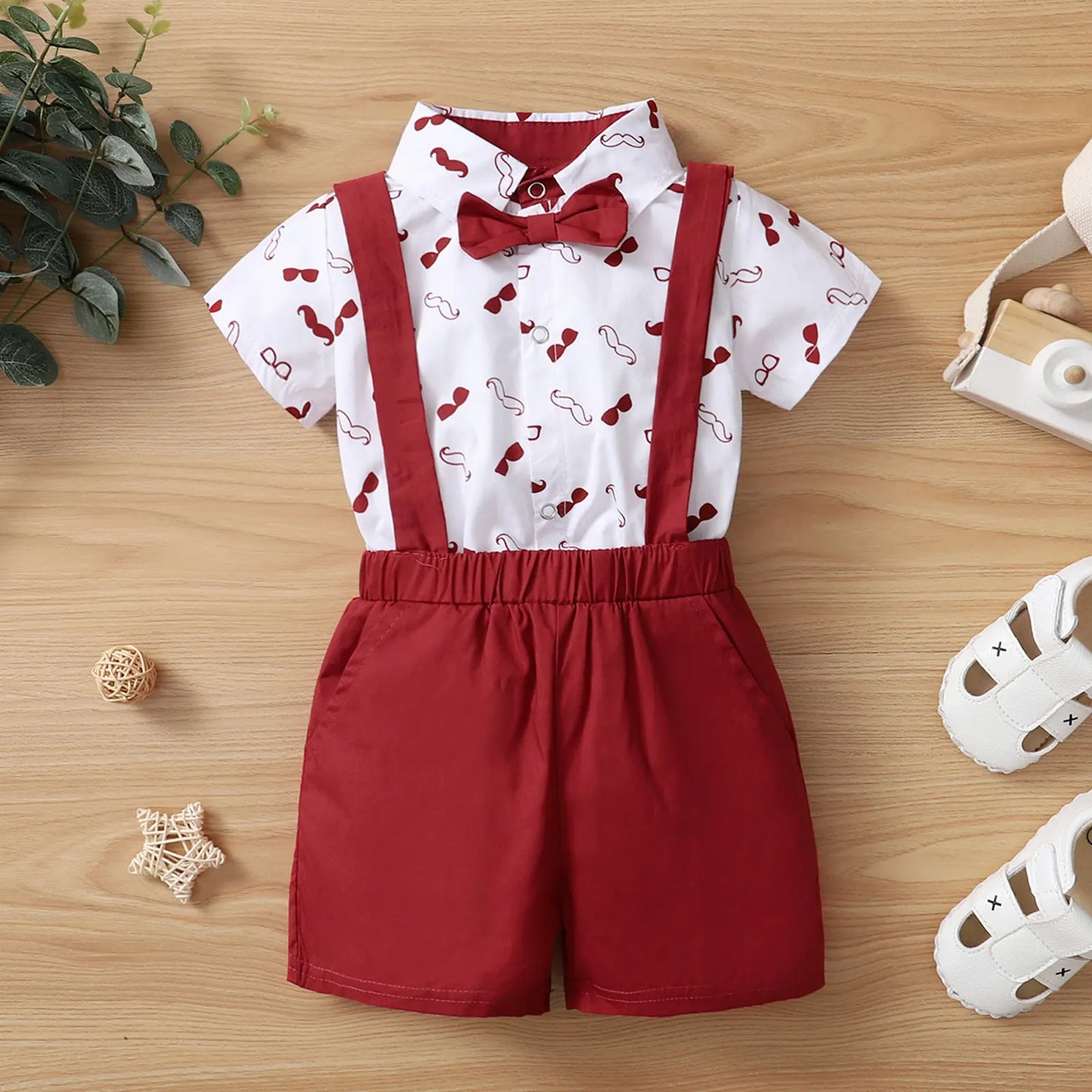 Baby Boys Clothes Set, Beard Print Short Sleeve