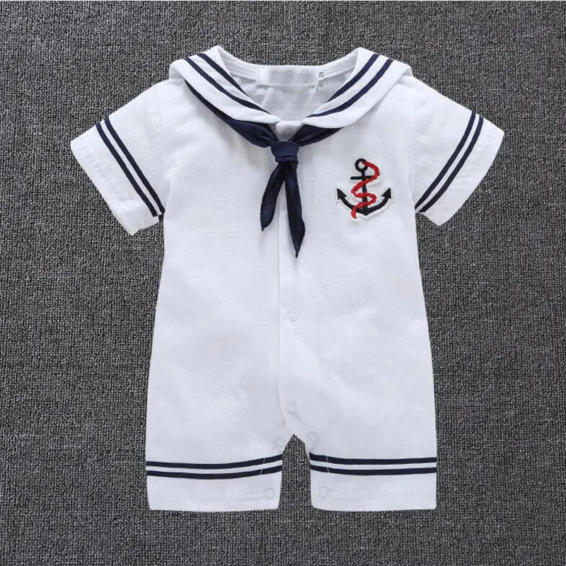 Newborn Baby Boy Clothes Playsuit Sailor Navy  Romper Short Sleeve Jumpsuit