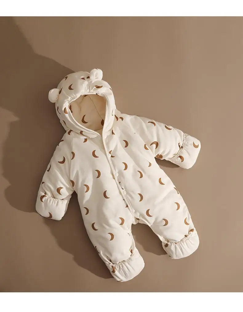 Baby Rompers Winter Outfits Thickened Cotton Jumpsuit with Foot Cover