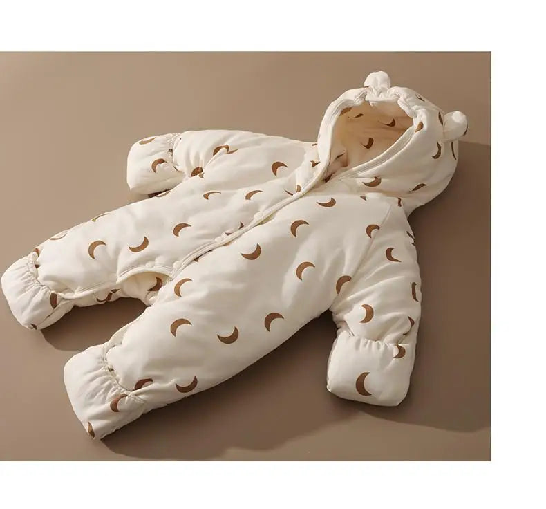 Baby Rompers Winter Outfits Thickened Cotton Jumpsuit with Foot Cover