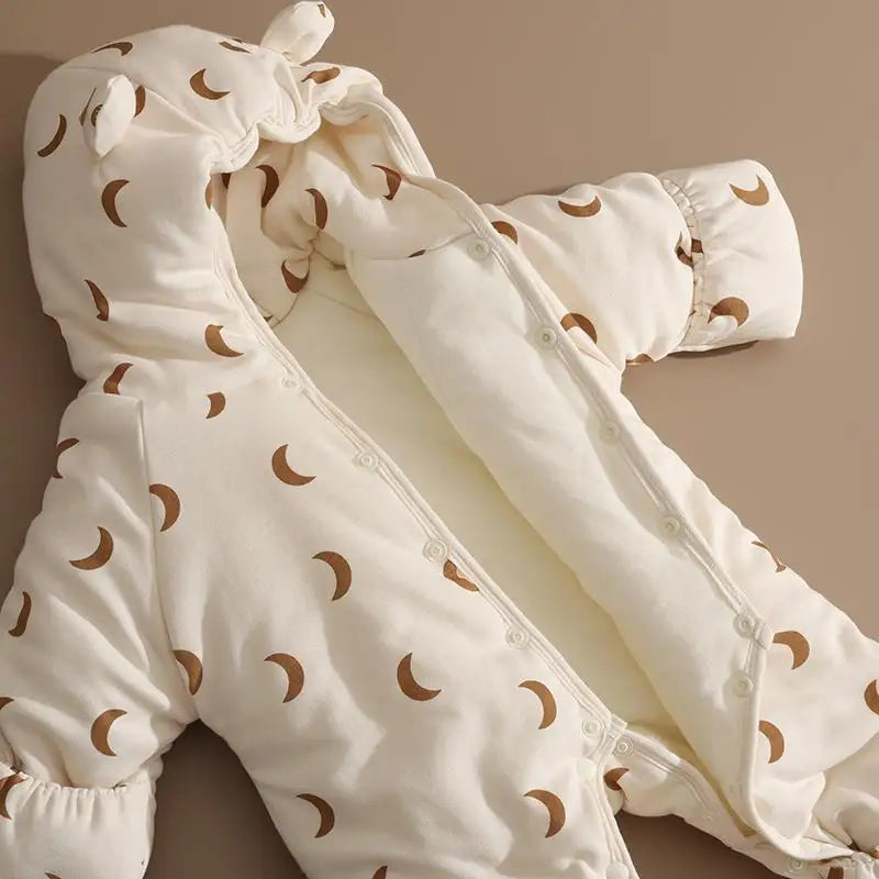 Baby Rompers Winter Outfits Thickened Cotton Jumpsuit with Foot Cover