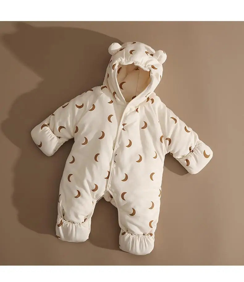 Baby Rompers Winter Outfits Thickened Cotton Jumpsuit with Foot Cover