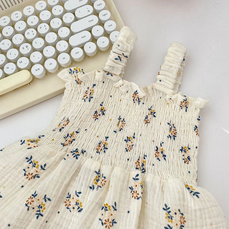 Summer Linen Floral Infant Newborn Baby Girls Bodysuit