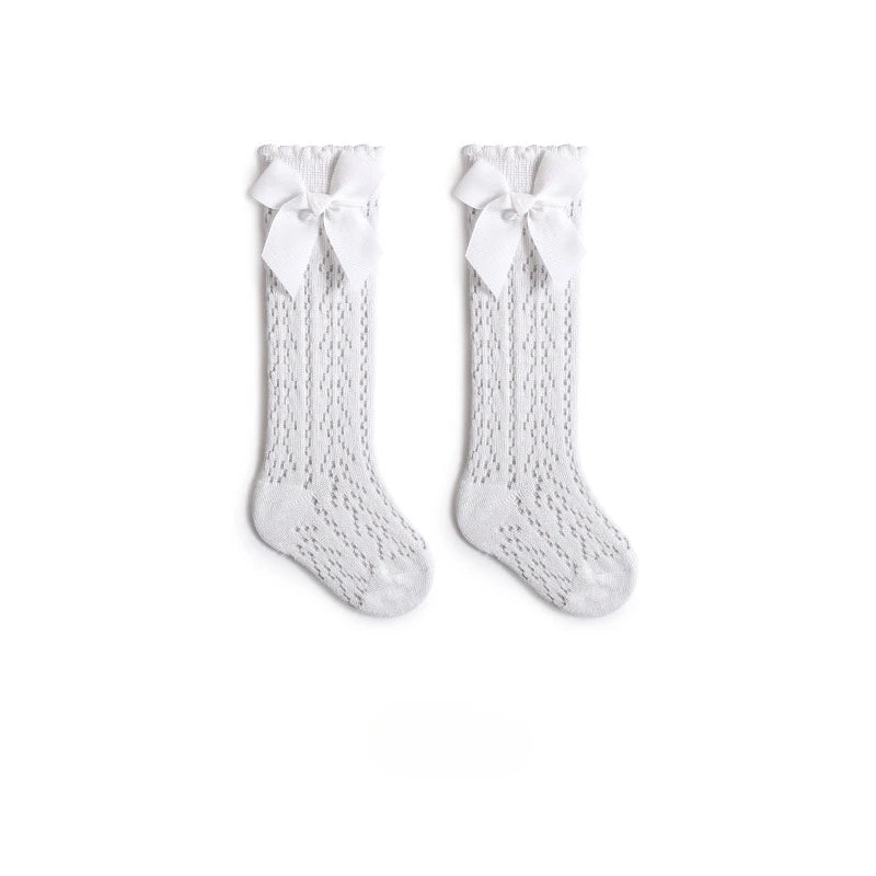 Summer Baby Girls Socks Toddler Bow Long Sock Kids Knee High Soft Cotton