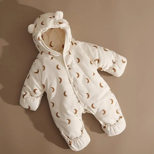 Baby Rompers Winter Outfits Thickened Cotton Jumpsuit with Foot Cover