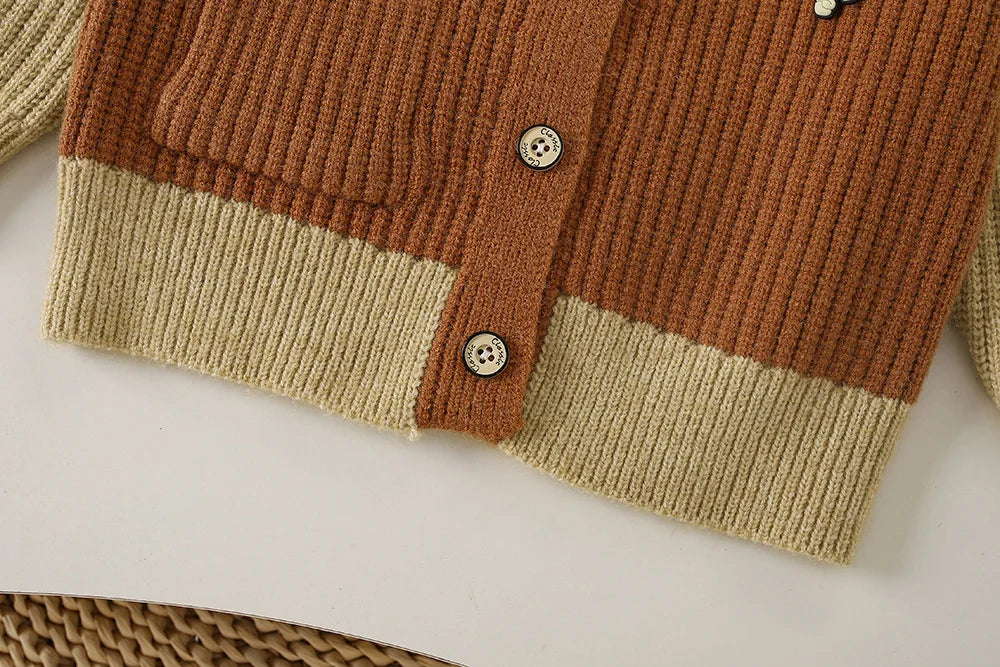 Autumn Kids Boys Cardigan Cartoon Spliced Long Sleeve