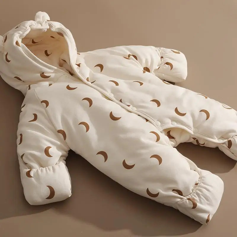 Baby Rompers Winter Outfits Thickened Cotton Jumpsuit with Foot Cover