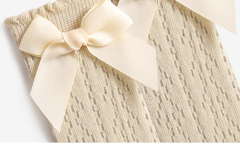 Summer Baby Girls Socks Toddler Bow Long Sock Kids Knee High Soft Cotton