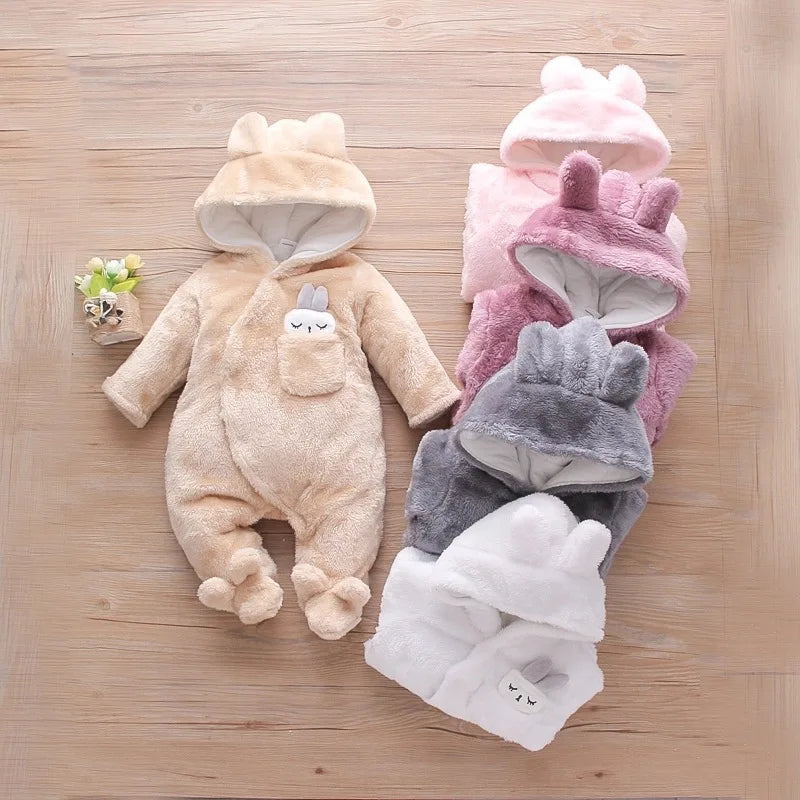Autumn and Winter New Baby Plush Climbing Clothes Baby Warm and Thick