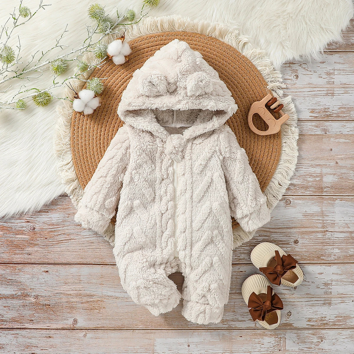 Baby Boys Winter Long Sleeve Soild Plush Hoodie Zipper