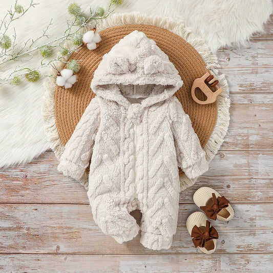 Baby Boys Winter Long Sleeve Soild Plush Hoodie Zipper