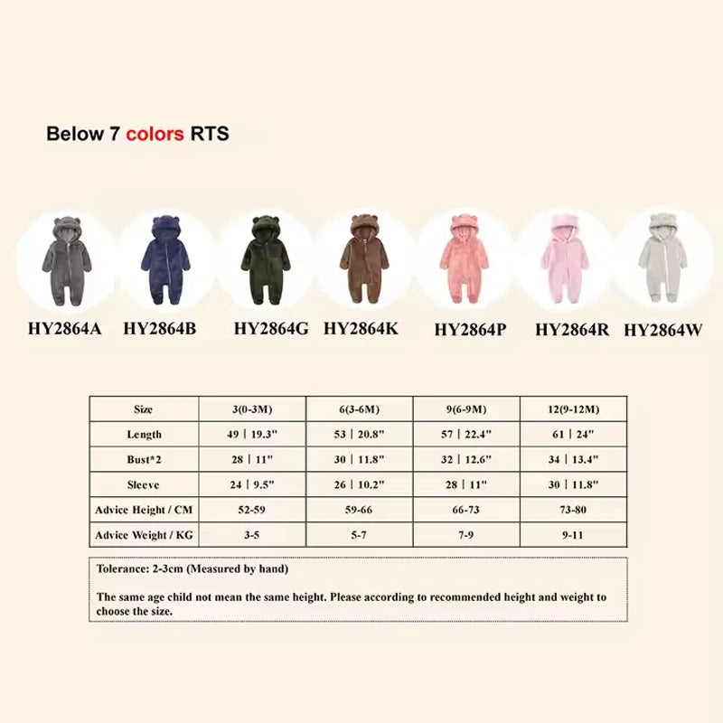 Baby Rompers Infant Clothes Winter Newborn Baby Boy Girl Zipper Bodysuit