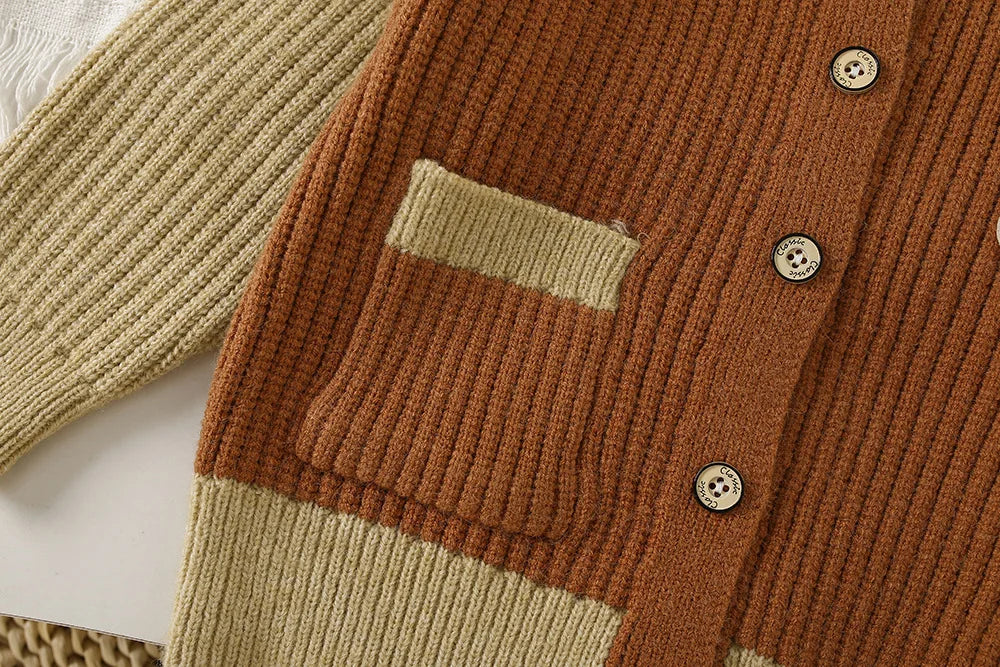 Autumn Kids Boys Cardigan Cartoon Spliced Long Sleeve