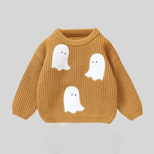 Autumn Winter Newborn Baby Halloween Sweater Cute Ghost Pattern Knitted