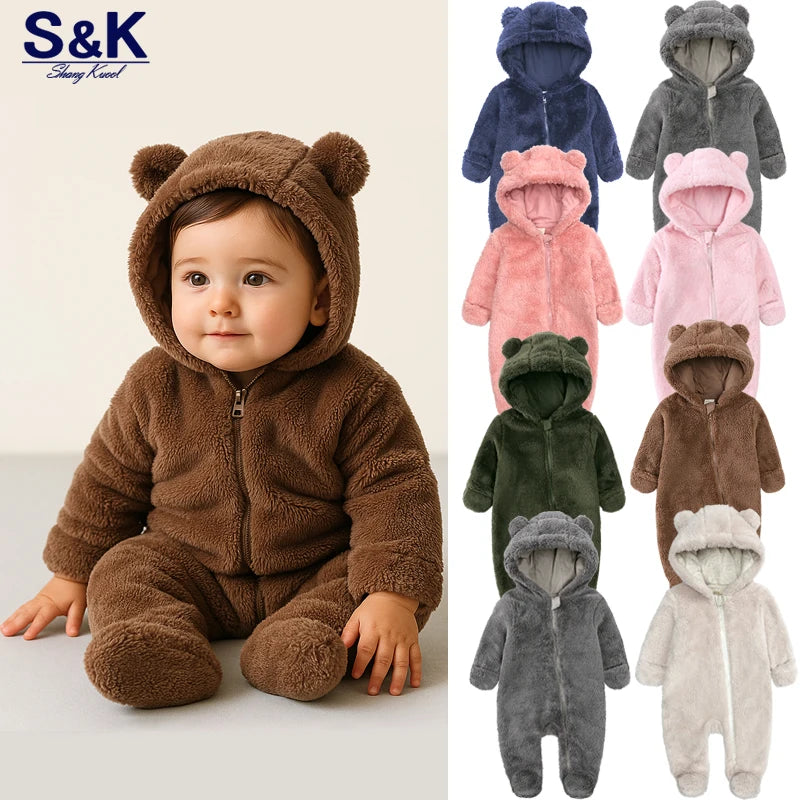 Baby Rompers Infant Clothes Winter Newborn Baby Boy Girl Zipper Bodysuit