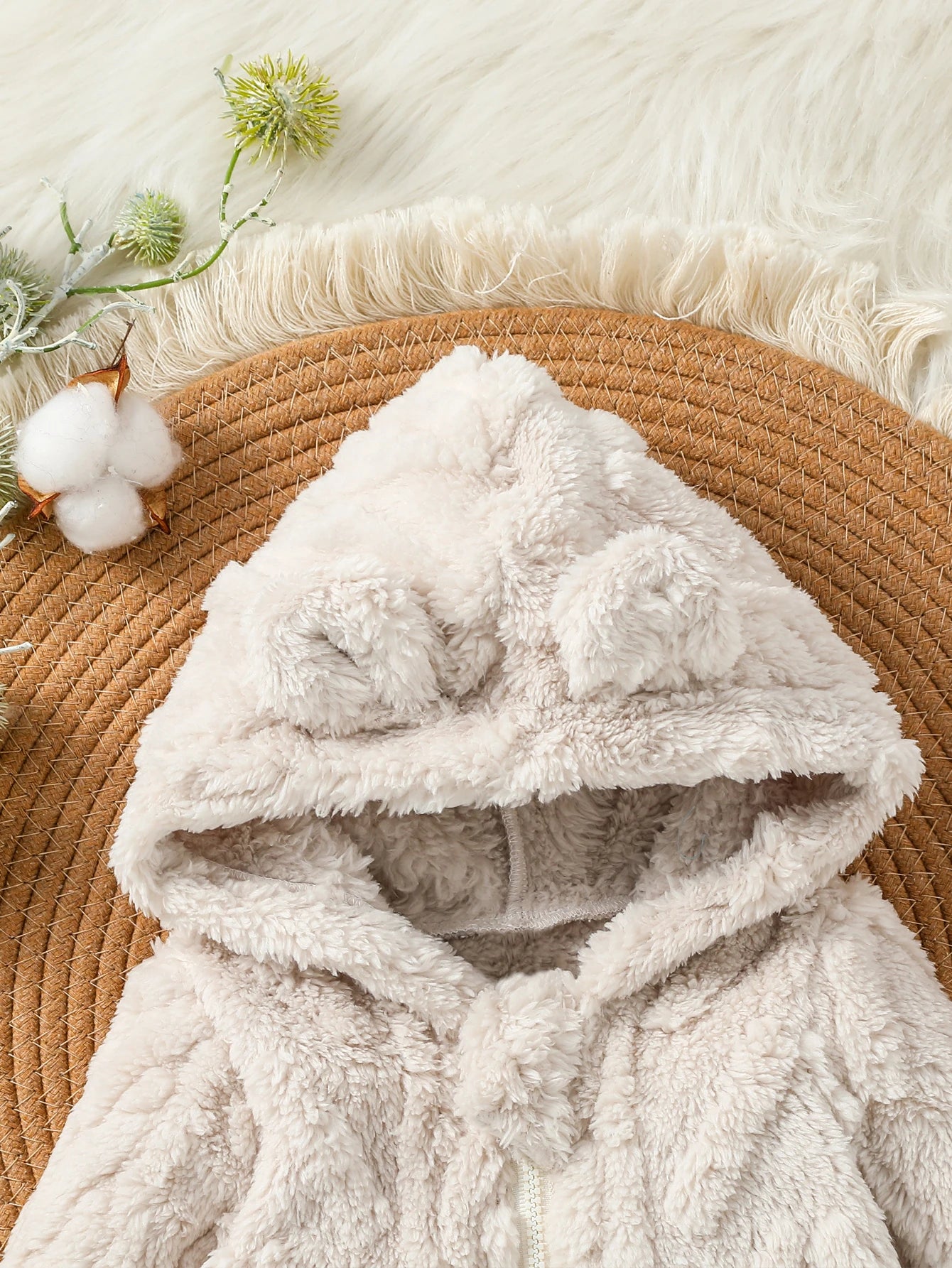 Baby Boys Winter Long Sleeve Soild Plush Hoodie Zipper
