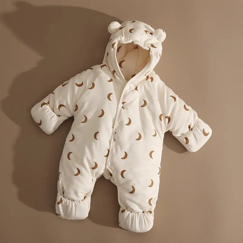 Baby Rompers Winter Outfits Thickened Cotton Jumpsuit with Foot Cover