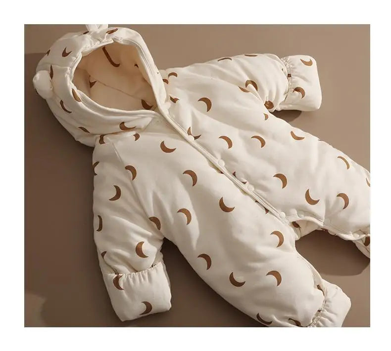 Baby Rompers Winter Outfits Thickened Cotton Jumpsuit with Foot Cover